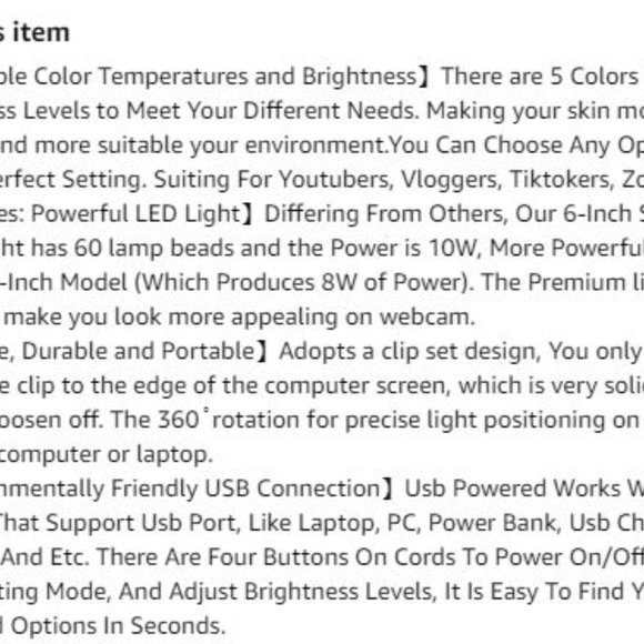 New Selfie Ring light with Clip for Computer - Picture 9 of 9